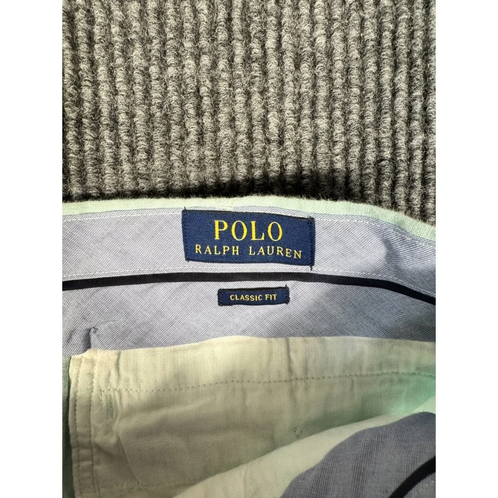 Polo Ralph Lauren Chino Shorts Size 44 100% Linen Light Green Lime Classic Fit